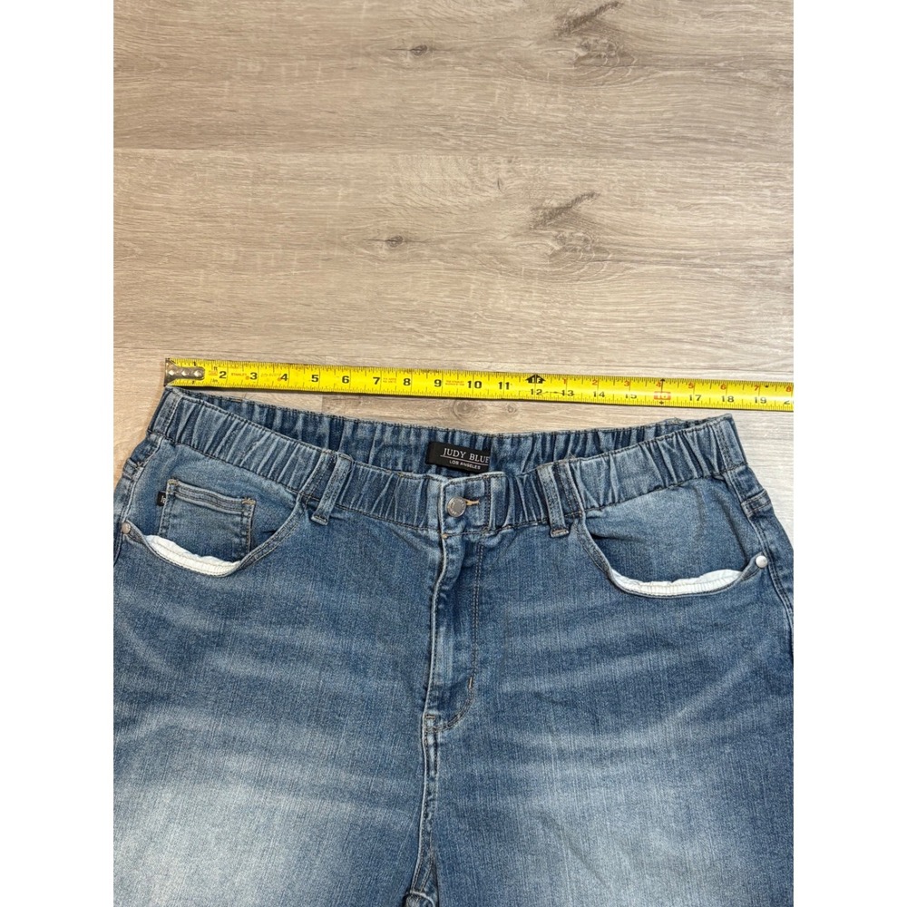 Judy Blue Denim Shorts Frayed Hem‎ Elastic Waist Comfort Stretch 3XL - Picture 4 of 8